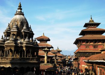 Nepal,Cityscape,,Travel,In,Ancient,Building,In,Blue,Sky,In