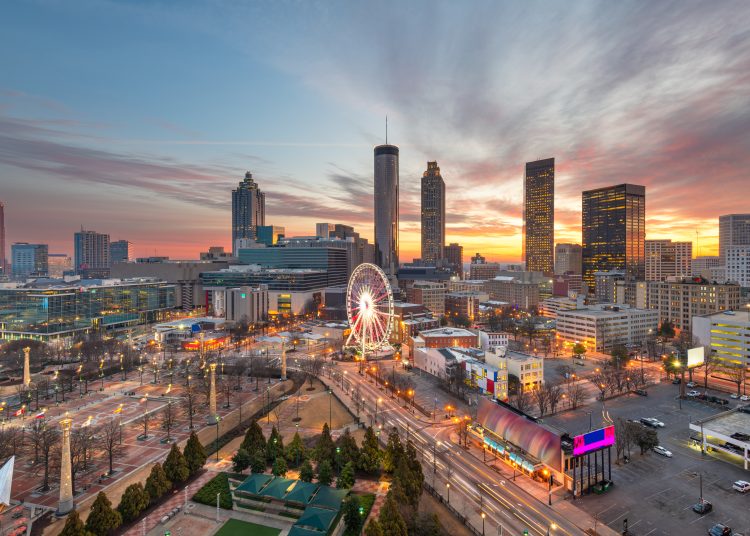 Atlanta,,Georgia,,Usa,Downtown,Skyline,At,Dusk.