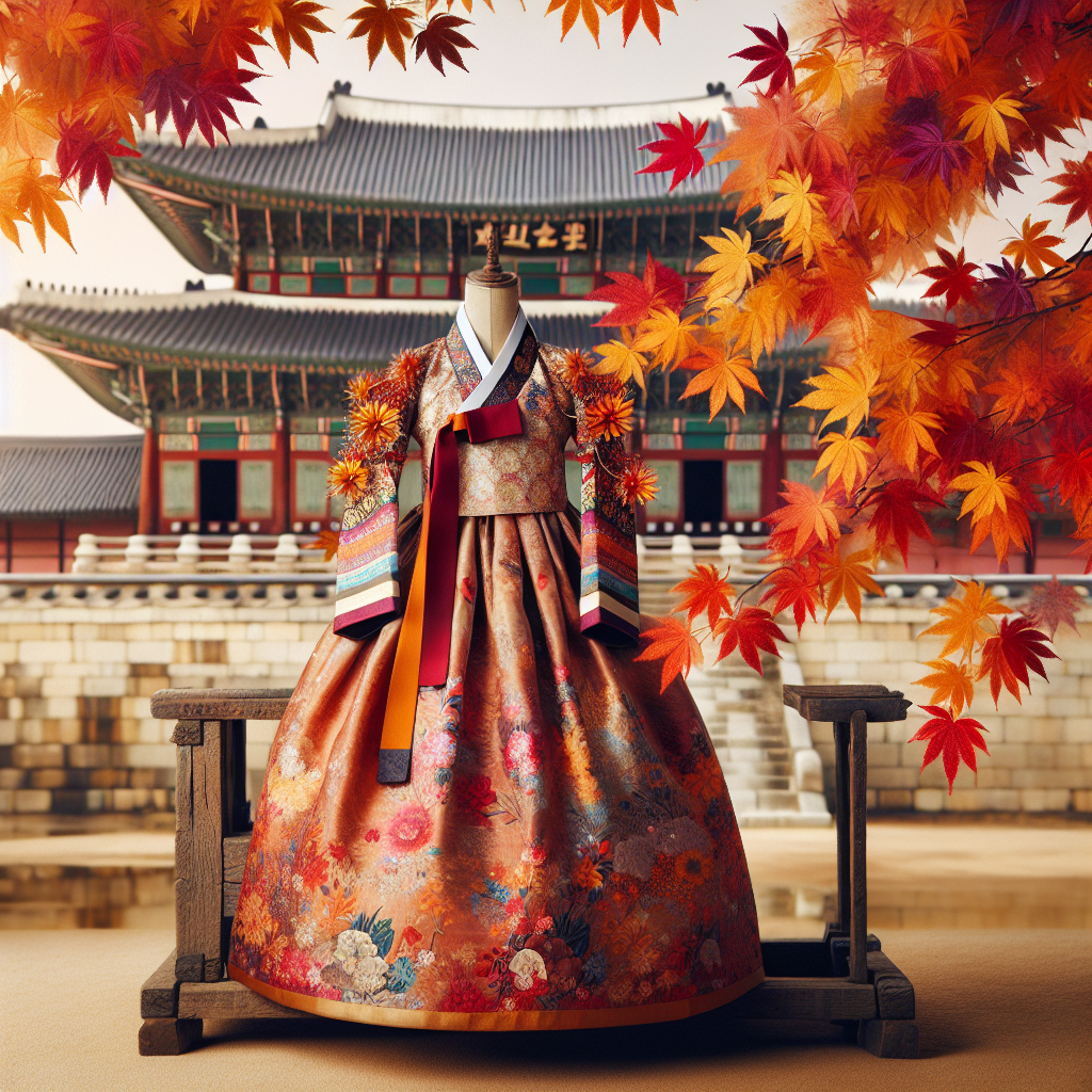 Wearing hanbok at Gyeongbukgong Palace amid autumn