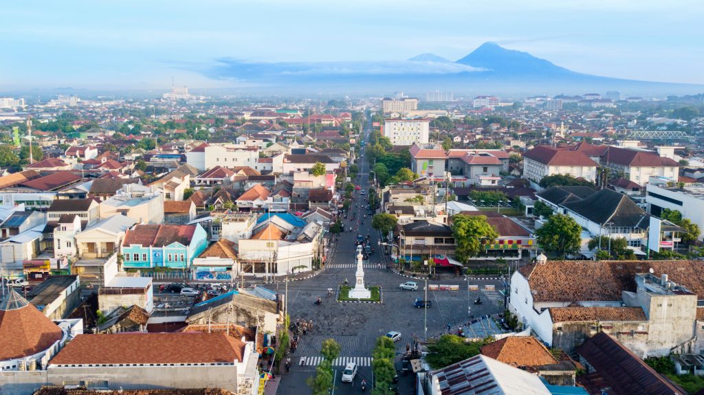 Yogyakarta,,Indonesia.,February,09,,2018:,Beautiful,Aerial,View,Of,Tugu