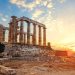 Sunset,At,Temple,Of,Poseidon,Near,Athens,,Greece.