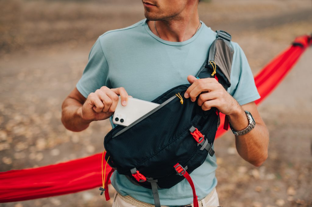 A,Young,Man,In,A,T shirt,And,A,Waist,Bag