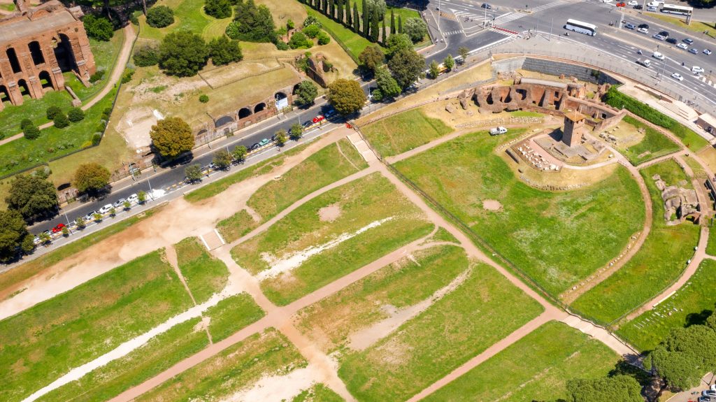 Aerial,View,Of,Circus,Maximus,,An,Ancient,Roman,Chariot racing,Stadium