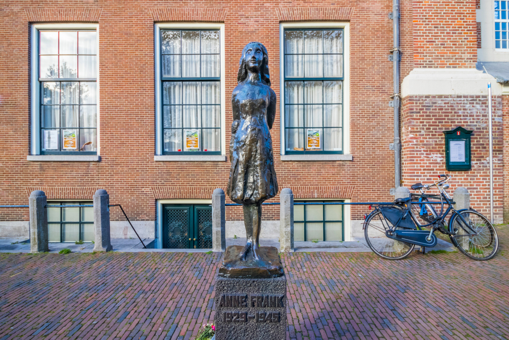 Amsterdam,,Netherlands, ,October,7,,2017:,Statue,Of,Anne,Frank